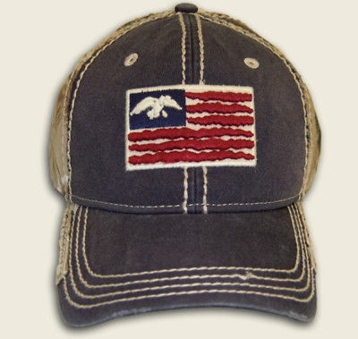 NEW DUCK COMMANDER NAVY & CAMO TWO TONE USA FLAG HAT CAP BUCK