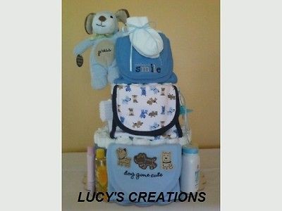 BABY BOY DIAPER PAMPER CAKE DOG GONE CUTE SHOWER GIFT / CENTERPIECE