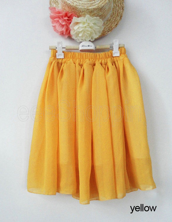 Fashion Retro High waist Pleated double layer chiffon Short Mini 