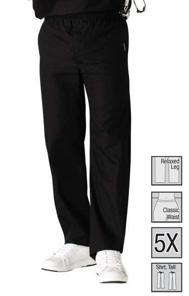 NEW Landau 8550 Mens Drawstring Elastic Waist BKP Black Scrub Pants 