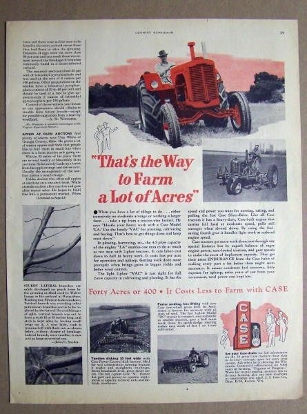 1952 Case LA and VAC Tractor Ad 13 by 10.5 Thats the Way to Farm a 