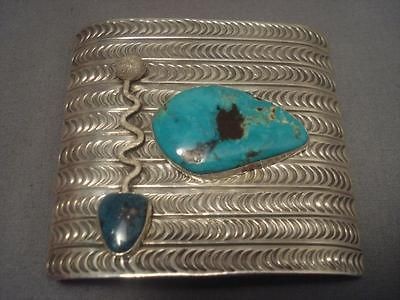 rare vintage zuni lander blue turquoise silver buckle time left