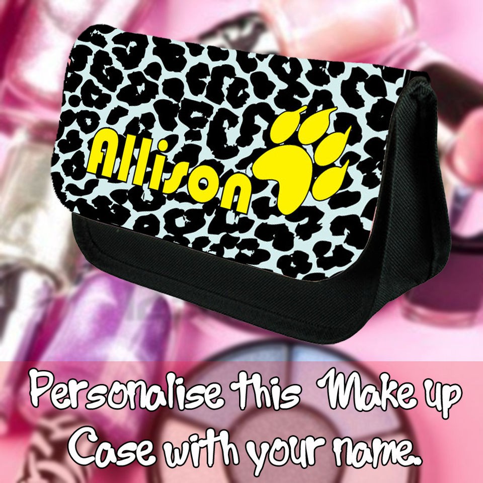 Leopard Print Personalised Make Up Cosmetics Bag. Nice Gift or Wedding 