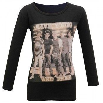 GIRLS NEW ONE DIRECTION LIVE YOUNG & FREE LONG SLEEVE 1D T SHIRT 