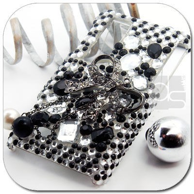 Black Bow BLING Hard Skin Case Back Cover LG P920 Optimus 3D at&t 