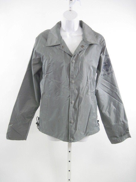 energie men s green gray windbreaker button jacket l