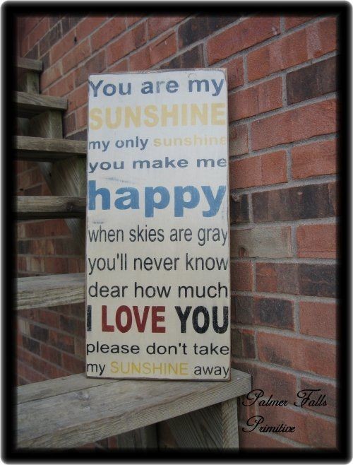 You Are My Sunshine Wood Sign Wall Decor Vintage Style Shabby Rustic 