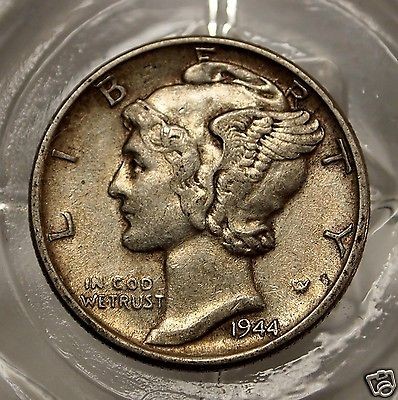 very fine+ 1944 p winged liberty mercury dime 9278 time