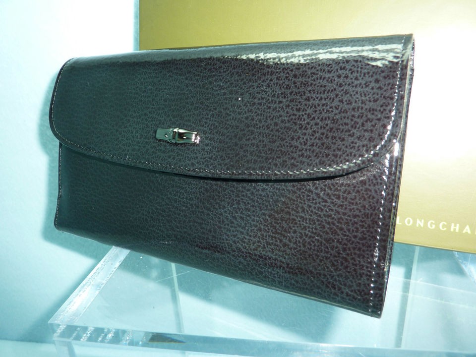 longchamp roseau logo black flap wallet handbag bag nwt
