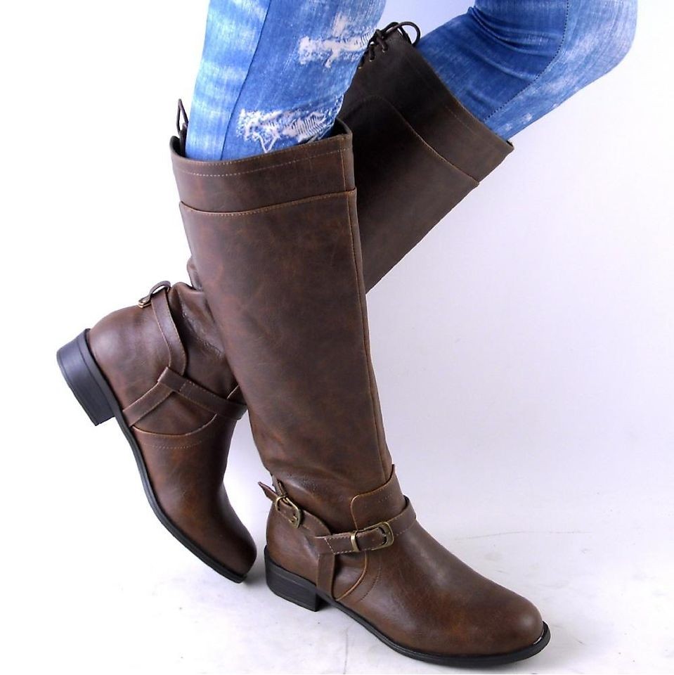 new womens brown knee high harness riding boots size 7
