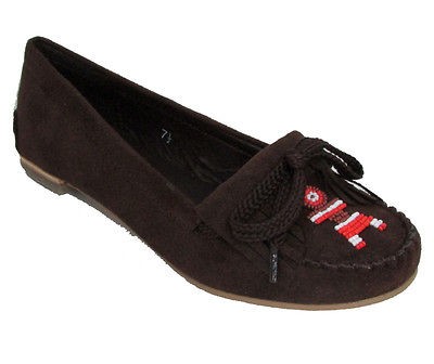 NEW BROWN FLAT FRINGES BEADS Bohemia Hippie LOAFER MOCCASIN WOMEN 