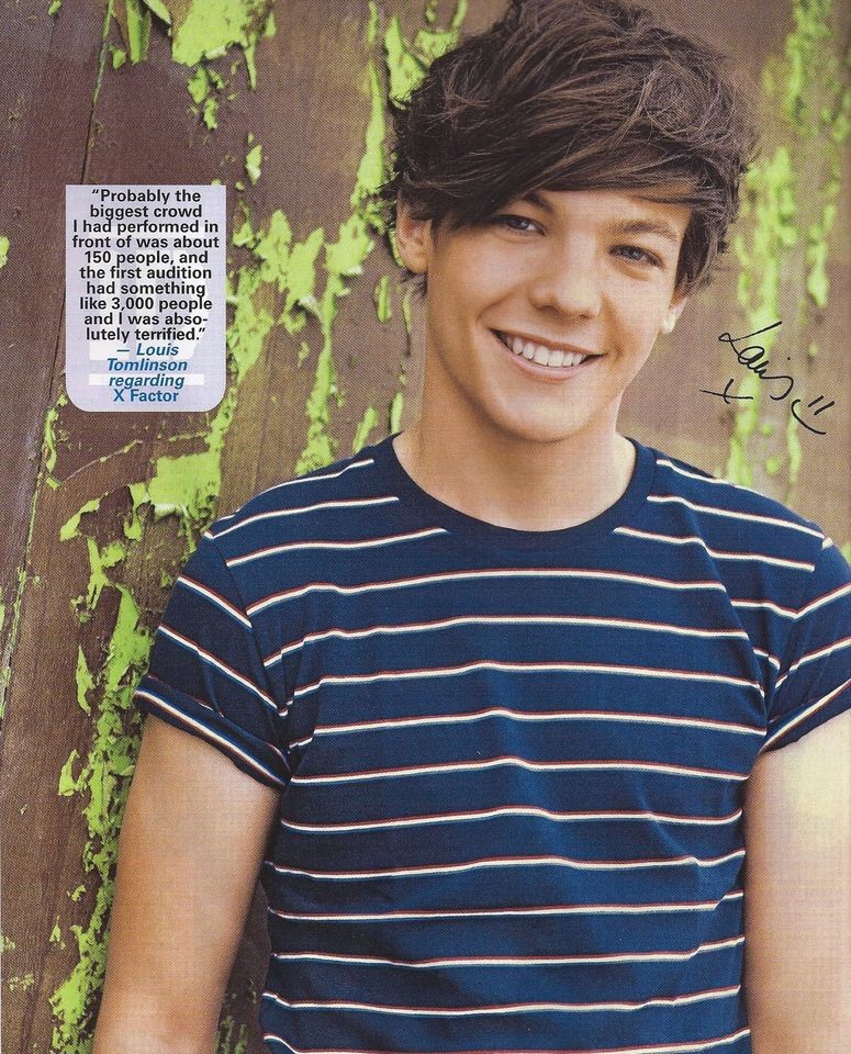 one direction s louis tomlinson striped shirt 9x11 mini pin up b w 1d 