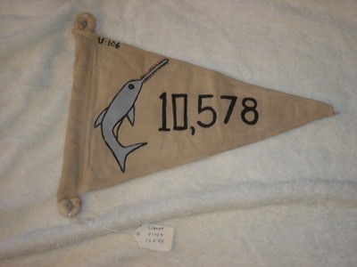 WWII GERMAN U  BOAT U  106 SAWFISH 10,578 TON VICTORY FLAG