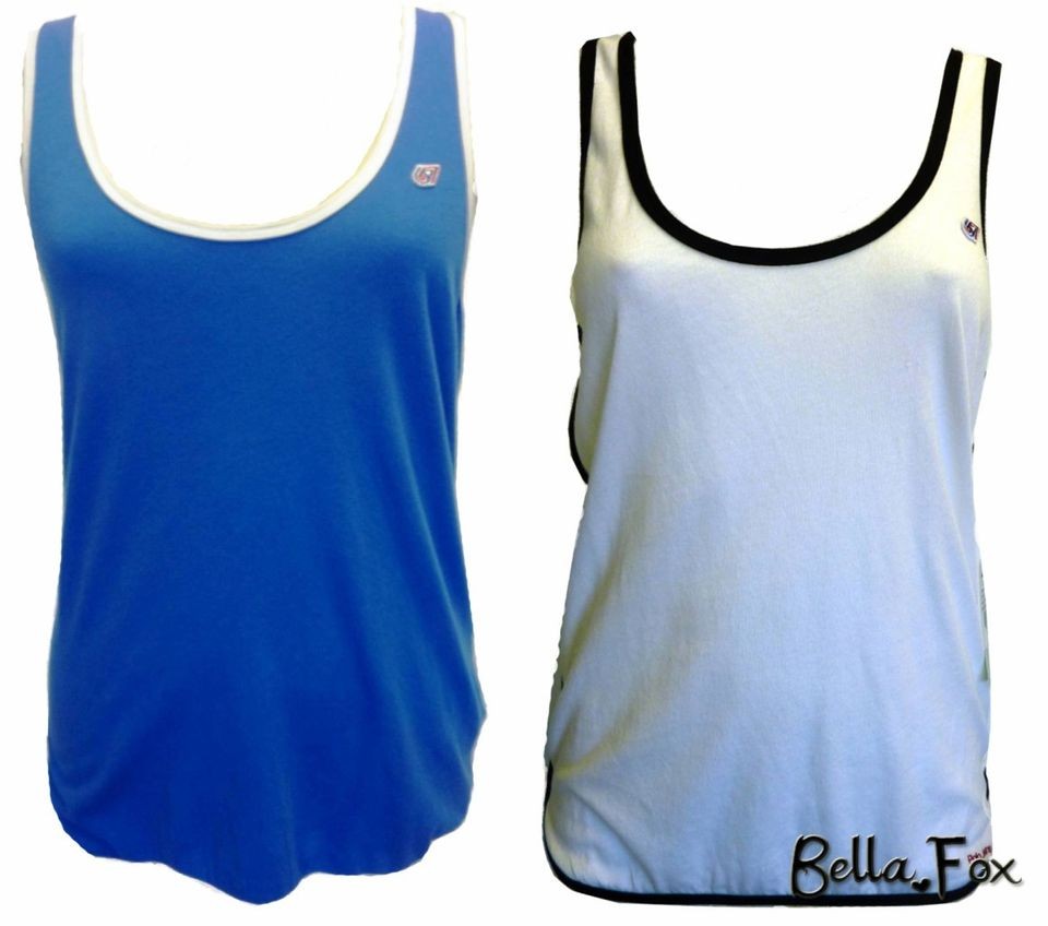 New RALPH LOREN Tshirt Tank Top sz L XL White Blue Cotton Sports 