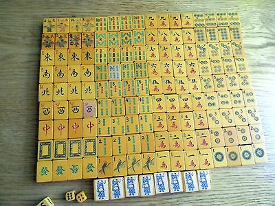 QUALITY VINTAGE TWO TONE BAKELITE MAH JONG JONGG SET 152PCS