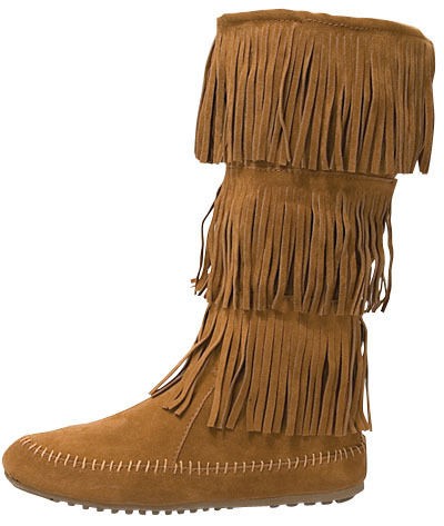 top moda tan women s faux suede boot with fringe detail