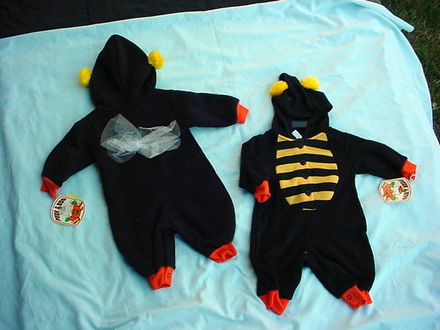 New Peek   a  Boo Black & Gold bumble bee costume infant 3/6 m 