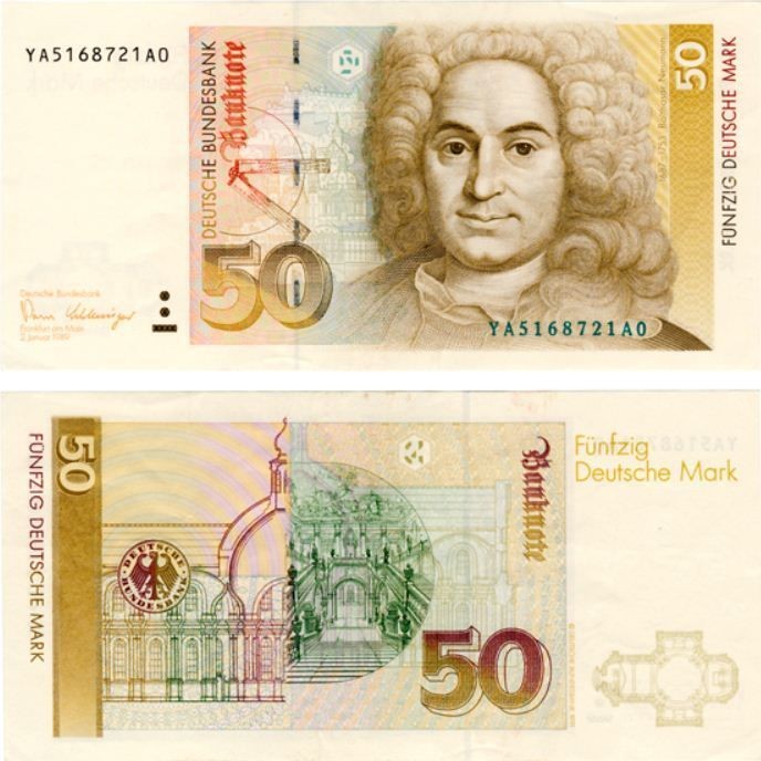germany 50 deutsche mark p 45 xf banknote 1996 from