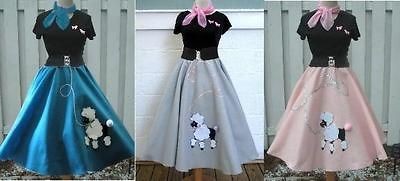 Adult 4 Piece 50s Fifties POODLE SKIRT Set You Choose Size & Color