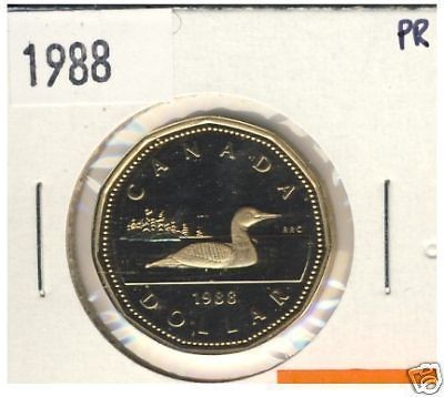 1988 canada $ 1 loon dollar frosted proof from canada