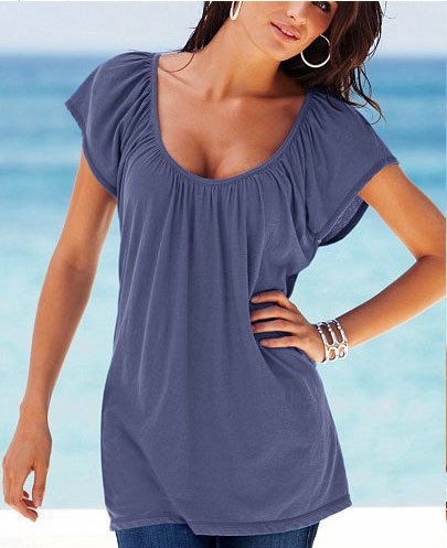 Sexy Womens Tops babydoll U neck Ruched halter tops full size. full 