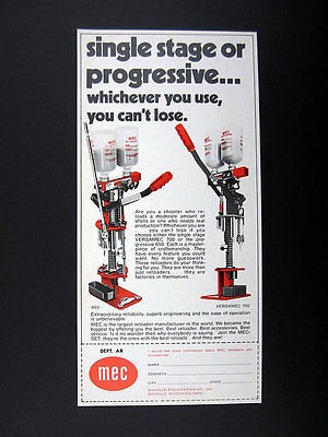 Mayville Engineering MEC 650 & Versamec Reloaders 1973 print Ad 