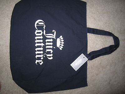 NWT JUICY COUTURE SIMPLE NAVY BLUE SILVER LOGO CANVAS BOOK TOTE/PURSE 