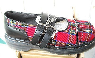   TUK MADE IN ENGLAND RED PLAID ZIPPER BUCKLE MARY JANE SZ W US 8, UK 6