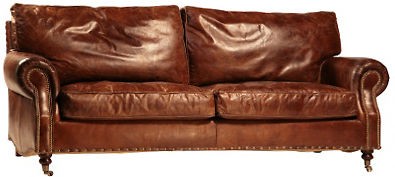 AWESOME RESTORATION HARDWARE SALISBURY STYLE ANTIQUE BROWN LEATHER 