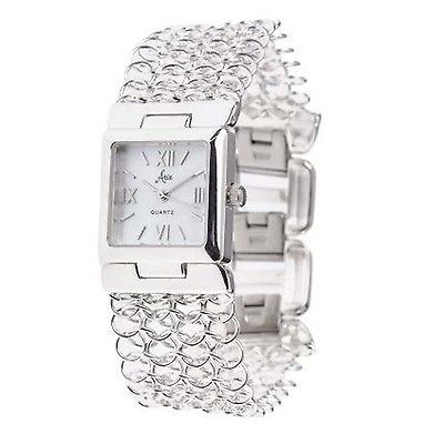 Aria Sterling Silver Mesh Bracelet Watch with Mother of Pearl Dial