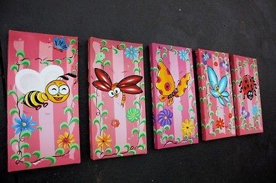 new bugs prints on canvas girls wall art 15x31cm