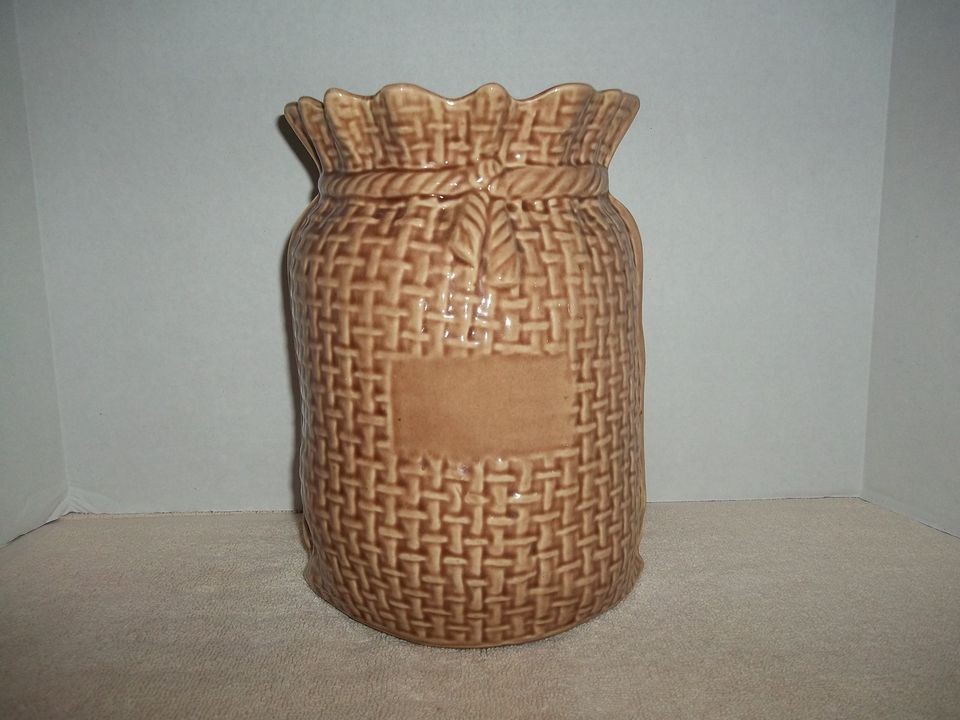 vtg mccoy burlap sack blank cookie jar no lid time