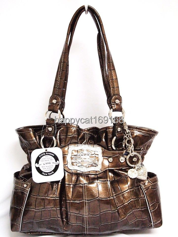 KATHY Van Zeeland Premiere Croco Belt Shopper Cork Handbag Purse ka 