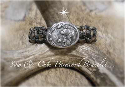 Beautiful Black Grizzly Mother Bear Sow Boar Cubs Bracelet Custom OOAK 