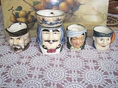 Vintage Set of 4 Toby character Jug cup Marutomoware Made in Japan