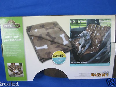 DOG /CAT BLANKET LARGE ULTRA SOFT WITH BONES KAHKI BROWN NEW