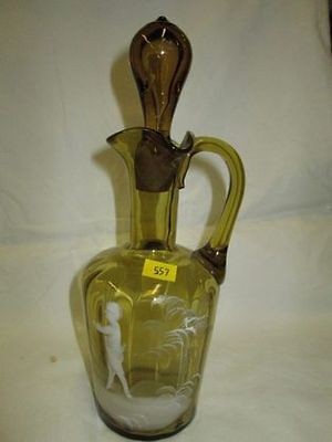 antique mary gregory cruet enameled with stopper 