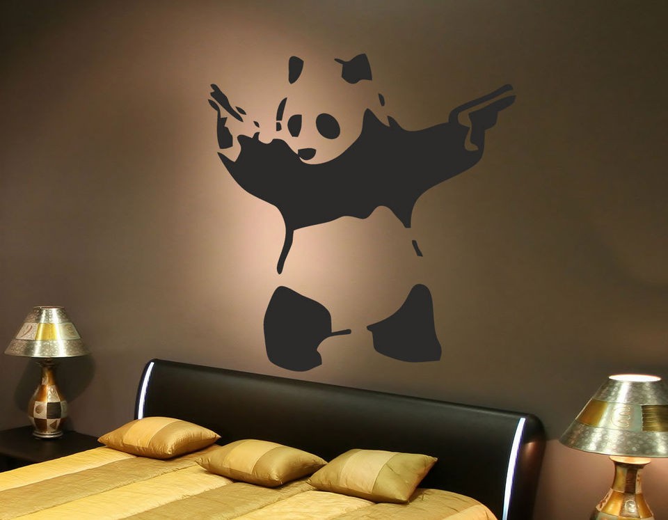   PANDA ART BEDROOM WALL MURAL STENCIL STICKER TRANSFER VINYL DECAL