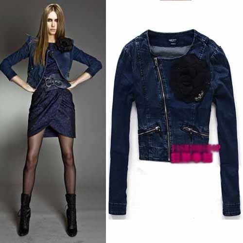 Fashion Clothing Miss 60 Sixty Flower Brooch New Style Denim Jacket 