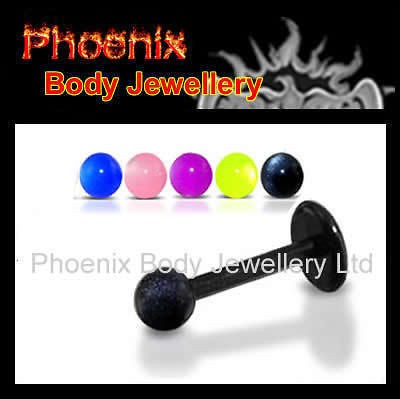 NEW Flexi UV Reactive Acrylic 16g Tragus / Monroe Bar   6mm, 8mm, 10mm