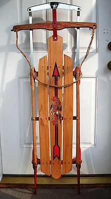 VINTAGE FLEXIBLE FLYER SNOW SLED   OVERALL LENGTH IS 53 INCHES