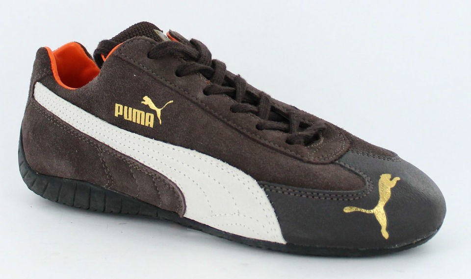 UNISEX PUMA TRAINERS COFFEE/WHITE/G​OLDEN POPPY, UK3 SPEED CAT SD 