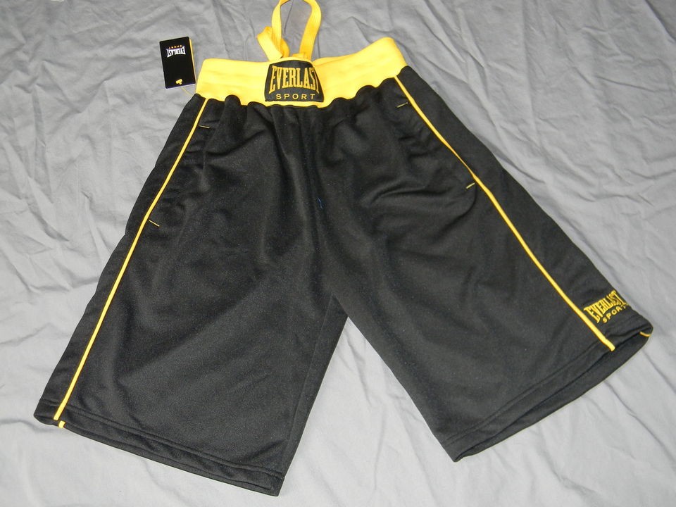 Everlast Gym Shorts Mens Big & Tall Size 4XL Black Yellow New Workout 