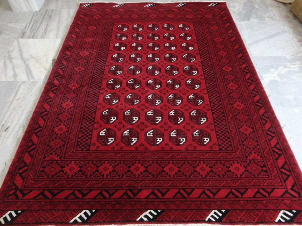 INDIAN HAND KNOTTED BOKHARA AFGHAN PERSIAN WOOL ORIENTAL RUG TEPPICH 