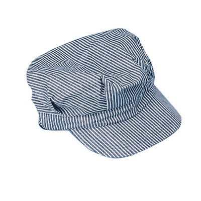 child blue engineer train railroad conductor hat cap