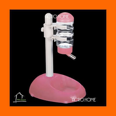 Plastic Pink Water Bottle Feeder Food Stand Pet Dog Cat Animal Feeding 