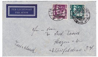Netherlands Indies Fort De Kock to Hagen 1939 Airmail Cover