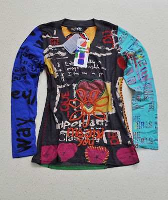 NEW Desigual Womens Star Flower long sleeve T shirt SIZE XL 86001