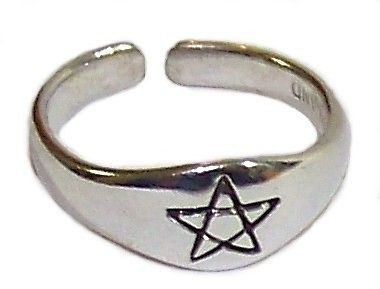 925 STERLING SILVER ~ PENTAGRAM TOE RING * SUPERNATURAL* PAGAN *