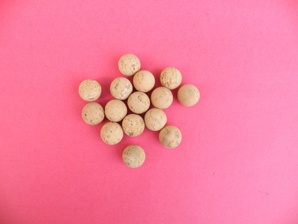 15 natural cork balls 1 diameter from portugal 